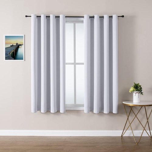 ChrisDowa Grommet Blackout Curtains - Thermal Insulated Room Darkening Panels, Greyish White, 52W x 45L
