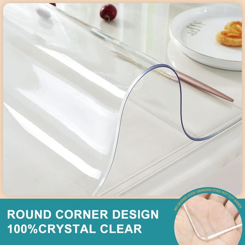 6FT Waterproof Rectangle Vinyl 40x72 inch Table Protector Clear Plastic PVC Tablecloth Cover Office Desk Pad Mat for Meeting Wood Coffee Glass Dining Outside Buffet Tabletop Bar Countertop Protection