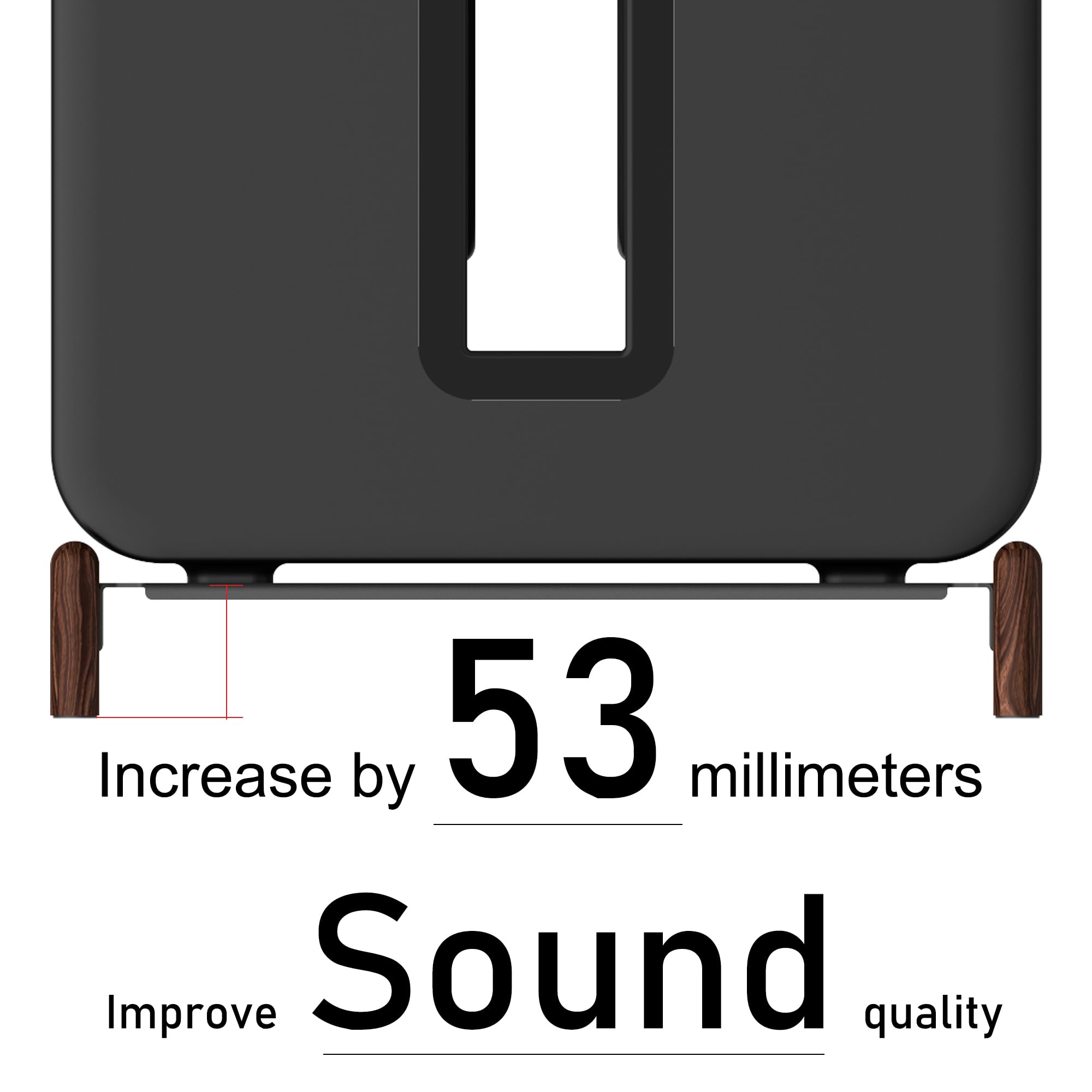 Real Wood Stand for Sub 4,The Holder Accessories Protect Sonos Sub 4 for Sound Better,Secure Stable Wooden Mount with Metal Frame for Sonos Sub 4, Sub 3, Sub 2, (Walnut) (Black)