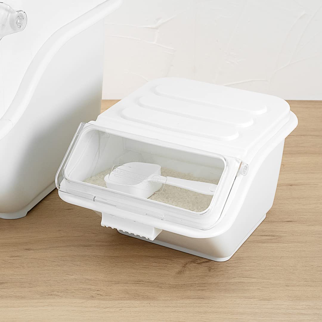 Restaurantware Met Lux 2.6 Gallon Ingredient Bin 1 With Lid Food Storage Bin - With Measuring Scoop Stackable White Plastic Commercial Flour Bin Easy Access For Kitchen Or Storage