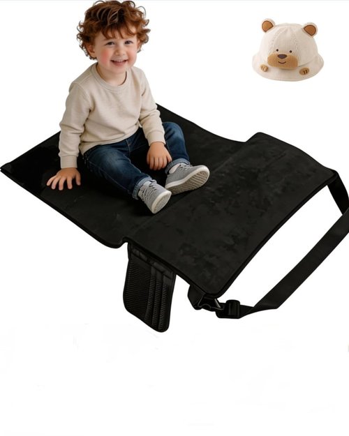 SkyCradleNap Toddler Airplane Bed with hat, Portable Airplane Seat Extender Travel Bed for Kids, Soft Baby Plane Travel Essentials for Flying, Toddlers Long Flight Must Haves Footrest