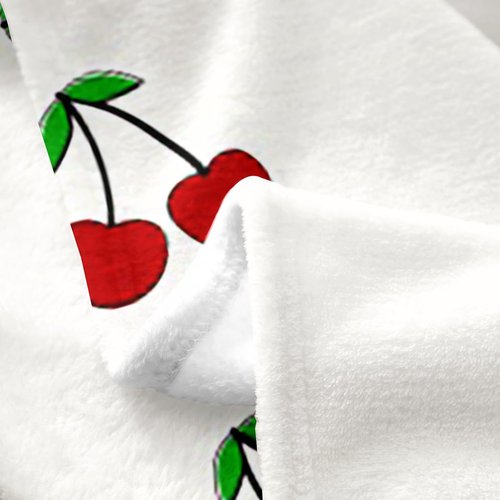Feelyou Kids Red Cherry All Season Bed Blanket Throw 50"x60" Cherry Pattern Plush Throw Blanket Cute Fruit Flannel Fleece Blanket Kawaii Cartoon Fruit Room Decor Fashion