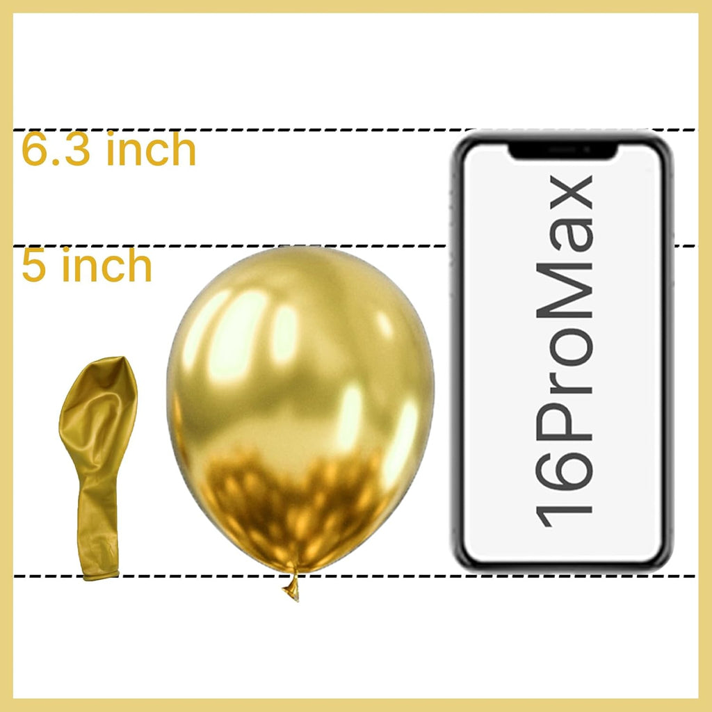 PartyWoo Metallic Gold Balloons - 50pcs 5 Inch Chrome Latex Balloons for Celebrations & Events