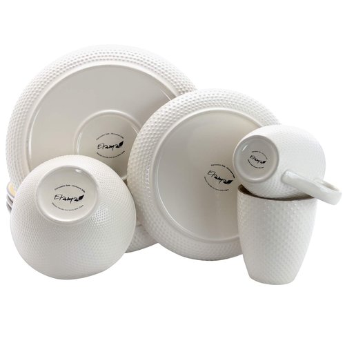 Elama's Luxuriously Mellow Yellow 16 Piece Dinnerware Set with Complete Setting for 4