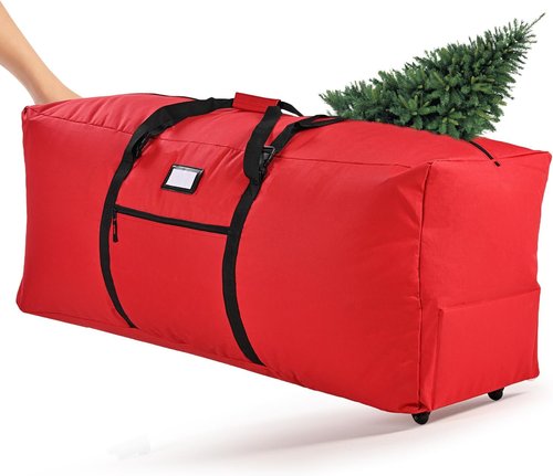 Heavy-Duty Waterproof Christmas Tree Storage Bag by [Brand Name] - 9 ft, Dust-Proof & UV-Proof with Dual Zipper & Wheels
