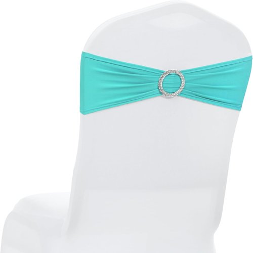 MDS Spandex Chair Sashes - Universal Fit Elastic Stretch Ties with Buckle for Weddings | Aqua Blue - Pack of 125