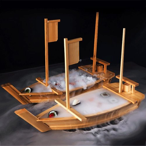 WINIAER 24 Inch Wooden Sushi Boat Serving Tray, Large Sushi Boat Plate for Sashimi Board Seafood Party, Great for Sushi Restaurant or Home (24inch/61cm)