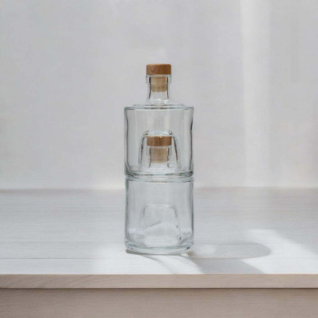 Oil and Vinegar Glass Dispenser Set, 8oz Bottles with Cork Lid - Handcrafted, Premium Quality, Eco-Friendly