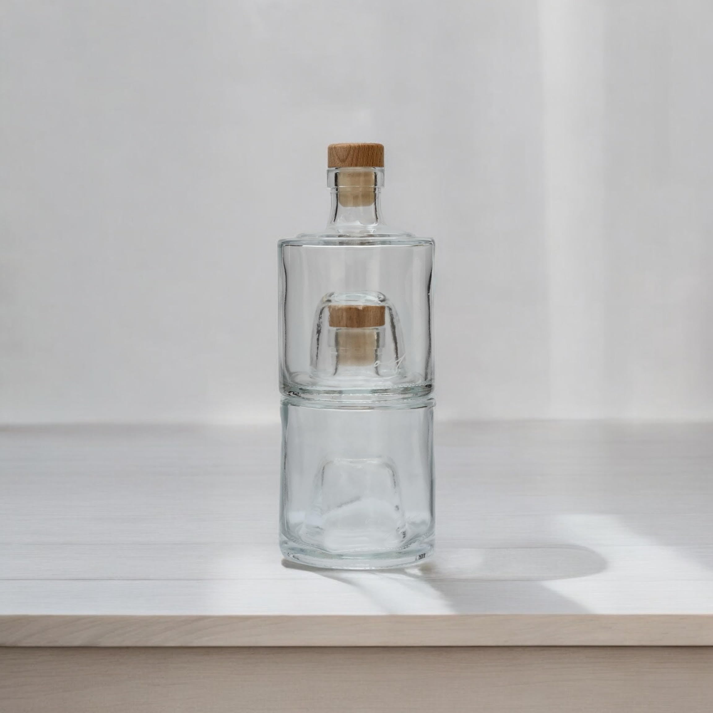 Oil and Vinegar Glass Dispenser Set, 8oz Bottles with Cork Lid - Handcrafted, Premium Quality, Eco-Friendly