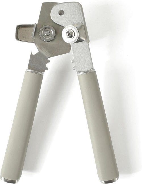 Calphalon Edge Stainless Steel Can Opener - Heavy Duty Multifunction Tool with Rubber Handle | Taupe