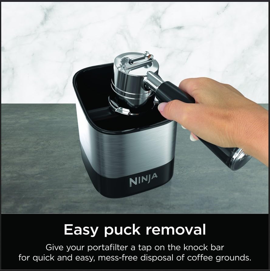 Ninja Luxe Café Knock Box - Easy Espresso Puck Disposal with Non-Slip Base | Holds 10 Double Shots