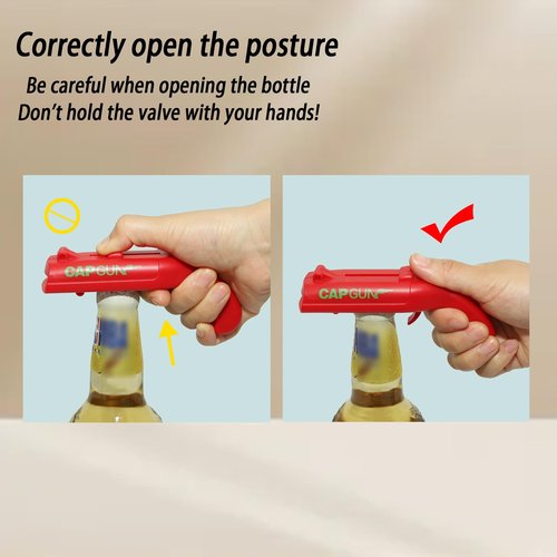 Bottle Opener with Cap Launcher,Funny Shooting Gun Creative Opener for Family Gatherings Party Games Bar Outdoor BBQ,Cool Gifts for Birthday Christmas Father's Day (3, Black-Red-Gray)