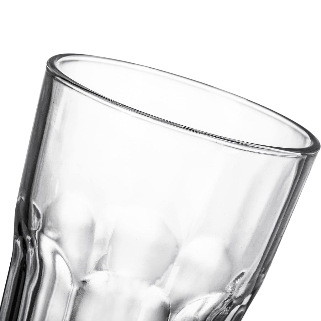 Yopay Set of 8 Highball Drinking Glasses, 12oz Lead-Free Tempered Water Glasses Thick Heavy Base, Clear Iced Hot Tea Glassware for Cocktail, Juice, Milkshake, Soda Beer Tumbler Cup