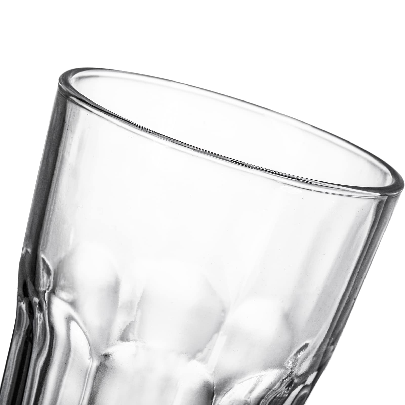 Yopay Set of 8 Highball Drinking Glasses, 12oz Lead-Free Tempered Water Glasses Thick Heavy Base, Clear Iced Hot Tea Glassware for Cocktail, Juice, Milkshake, Soda Beer Tumbler Cup