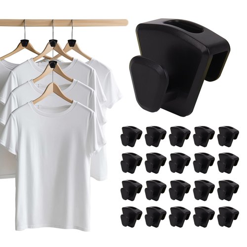 YOLCAR 60 Pack Space Saving Hanger Hooks, Black Plastic Triangle Hangers, Connector Hooks for Closet Organizers and Storage in Dorms and Homes