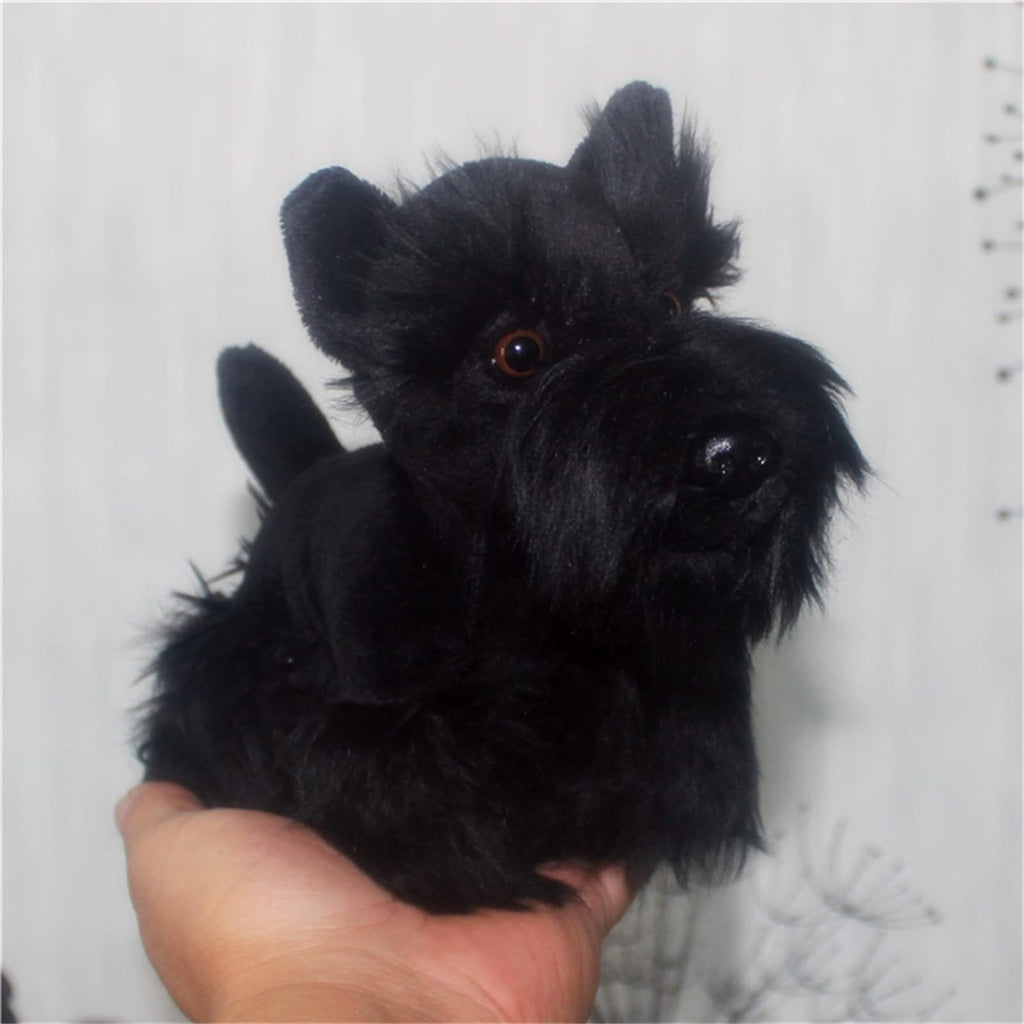 7Inches Lifelike Black Schnauzer Plush Soft Stuffed Animal Cute Aberdeen Terrier Plushie Cute Pillow Doll Home Decor