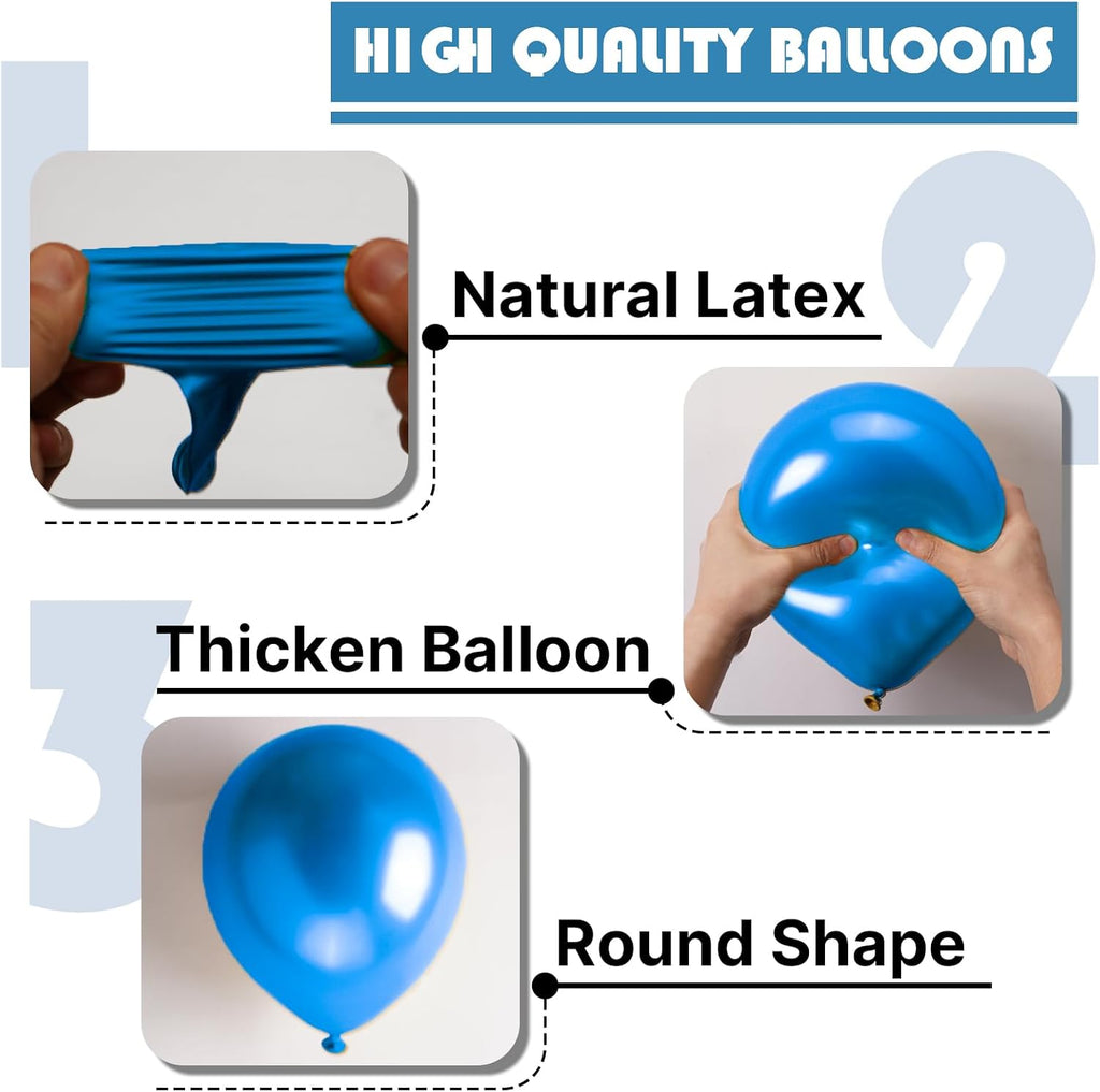 PartyWoo Metallic Blue Balloons - 100 Pack of 5-Inch Mini Chrome Latex for Weddings & Parties