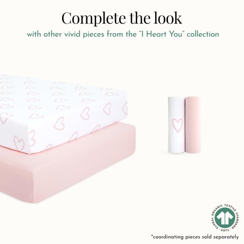 Evolur I Heart You 2 Pack Crib Sheet, Fitted Crib Sheet for Standard Crib and Toddler Mattress, Soft and Breathable Crib Mattress Sheet