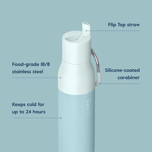 LARQ Bottle Flip Top 25 oz - Insulated Stainless Steel Water Bottle With Straw | BPA Free | Seaside Mint