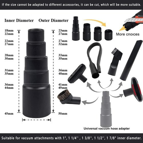 10PCS Universal Vacuum Attachments Kit Wet Dry Plastic Vacuum Hose Adapter 1-1/4" Vacuum Cleaners Accessories with Horse Hair Brush Flexible Crevice Tool Adapter for Shop Vac Accessories