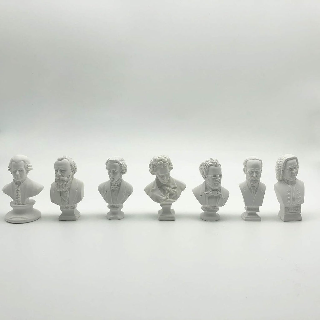 Skiennix Classic Mini 2.7” Greek Bust - Home Décor Resin Sculpture of Beethoven | 7-Piece Music Composers Set