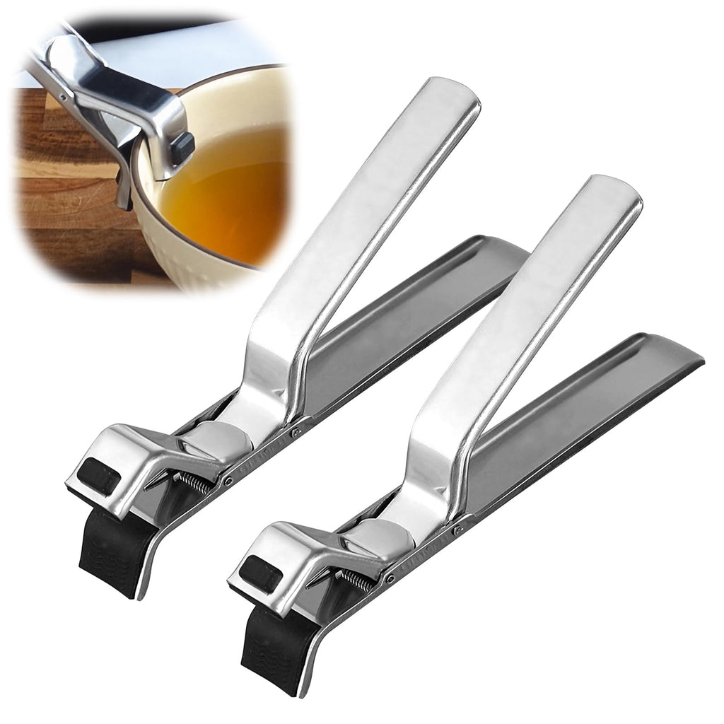 Cxqbsmy 2PCS Stainless Steel Hot Plate Gripper Clips - Multi-Purpose Hot Bowl Dish Plate Gripper Clips Tongs Clamp Holder for Oven, Air Fryer, Steamer, Pots & Bowls, Non-Slip Design