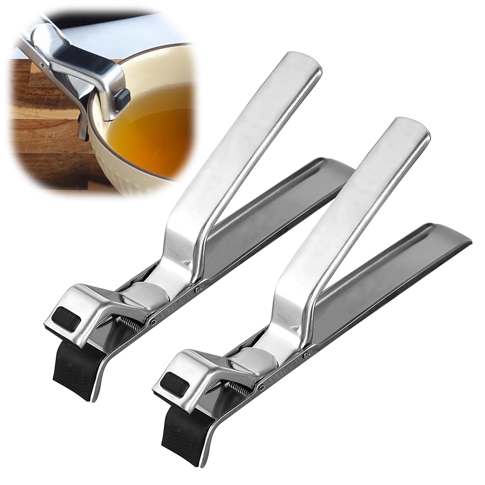 Cxqbsmy 2PCS Stainless Steel Hot Plate Gripper Clips - Multi-Purpose Hot Bowl Dish Plate Gripper Clips Tongs Clamp Holder for Oven, Air Fryer, Steamer, Pots & Bowls, Non-Slip Design