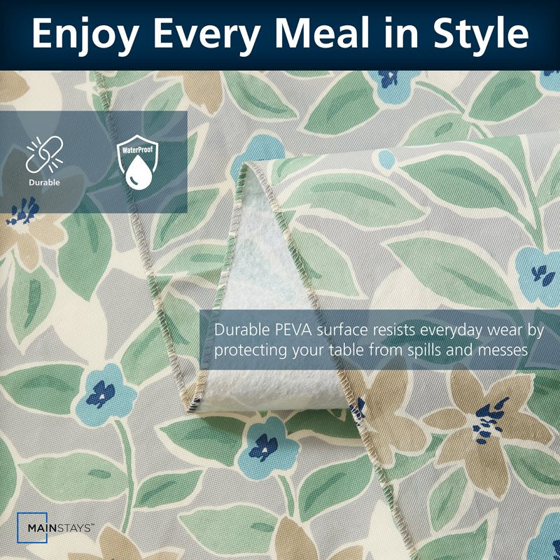 PEVA Floral Tablecloth - Indoor & Outdoor 60" x 102" Grey Floral