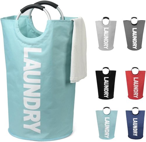 DOKEHOM X-Large Collapsible Laundry Basket - 125L Capacity, Fabric Design in Light Blue | 7 Color Options