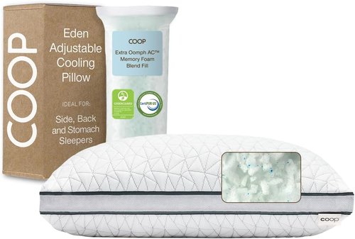 Coop Home Goods Eden Bed Pillow - Medium Soft Memory Foam Cooling Gel for All Sleep Positions | Queen Size