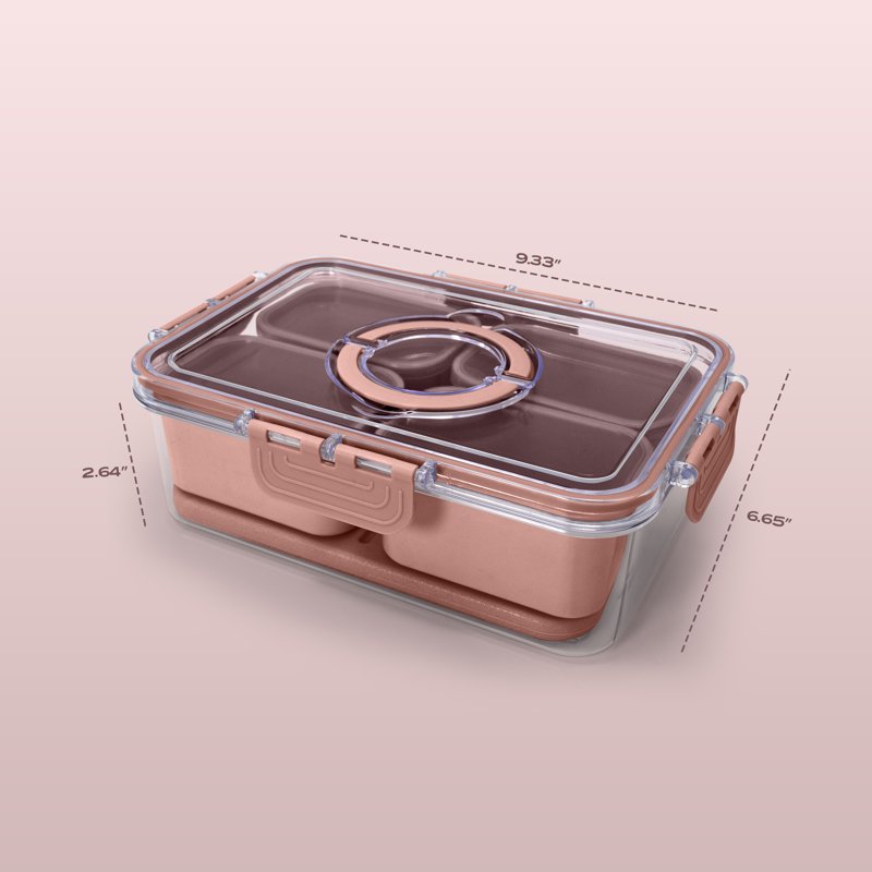 4-Compartment Portable Snack Box with Ice Pack - Pink