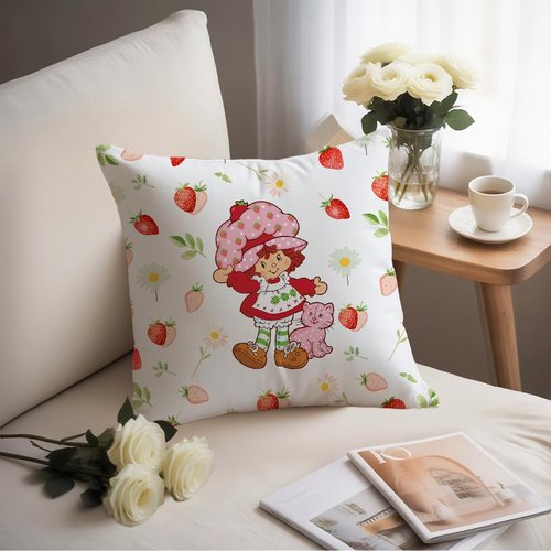 Cute Strawberry Pillow Covers Kawaii Accessories Strawberry Pillow Case Throw Pillow Covers Decorative Pillowcase Cushion Cover with Car Couch Sofa Chair Bed Living Room 18x18 Inch