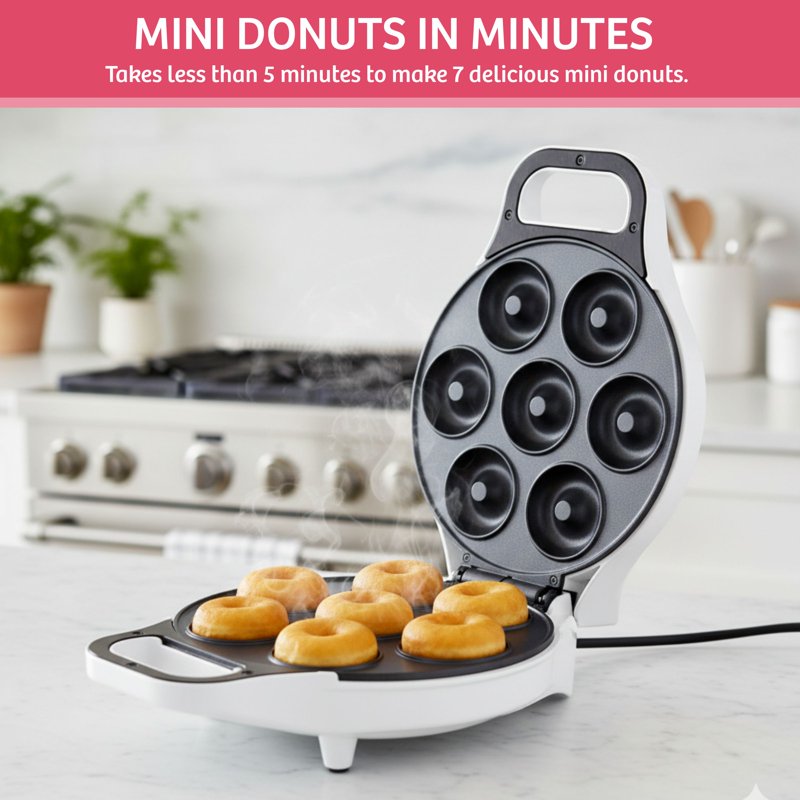 Mini Donut Maker Machine - Nonstick Home Doughnut Maker
