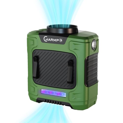 CHARMPㅤ Waist Fan - 10000mAh Rechargeable, 24H Cooling, 16000RPM Strong Airflow, 3-Speed Portable Belt Fan with LED SOS & Red-blue Warning Light for Jobsite, Camping, Travel, Farming