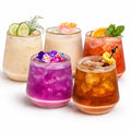 Oojami 40 Pack 14 oz Origami Ripple Stemless Ribbed Plastic Wine Glasses, Disposable Unbreakable BPA-Free Cocktail Cups for Fancy Parties, Weddings, Indoor Outdoor Champagne, Whiskey, Mimosa, Gold Rim