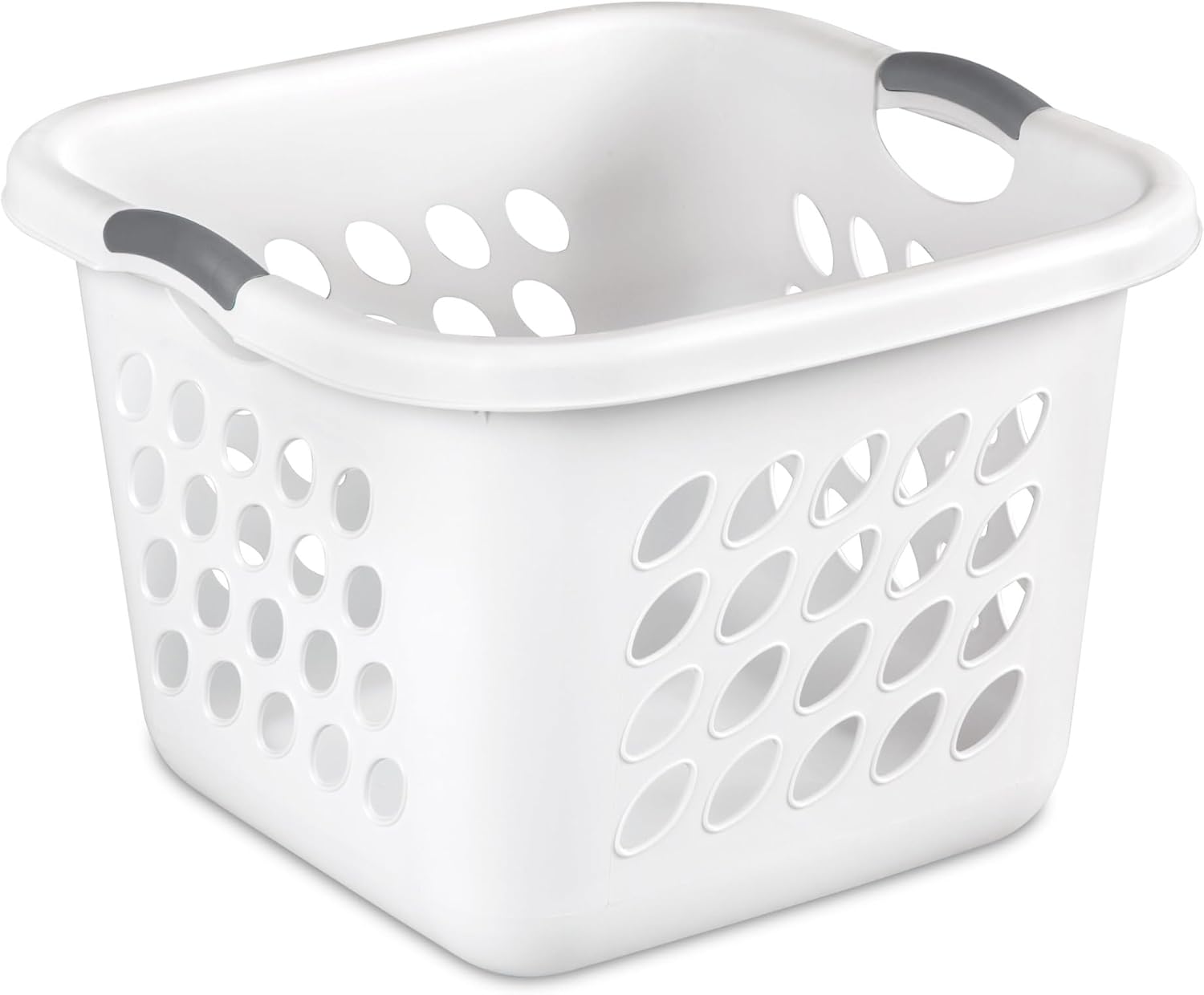 Regine Switzerland Square Laundry Basket - 1.5 Bushel Capacity, Durable Plastic, White