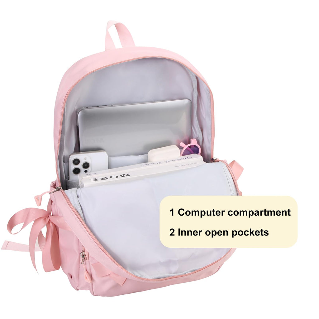 Phaoullzon Girls Backpack with Bow for School Kids Coquette Bookbag Kawaii Dance Bag