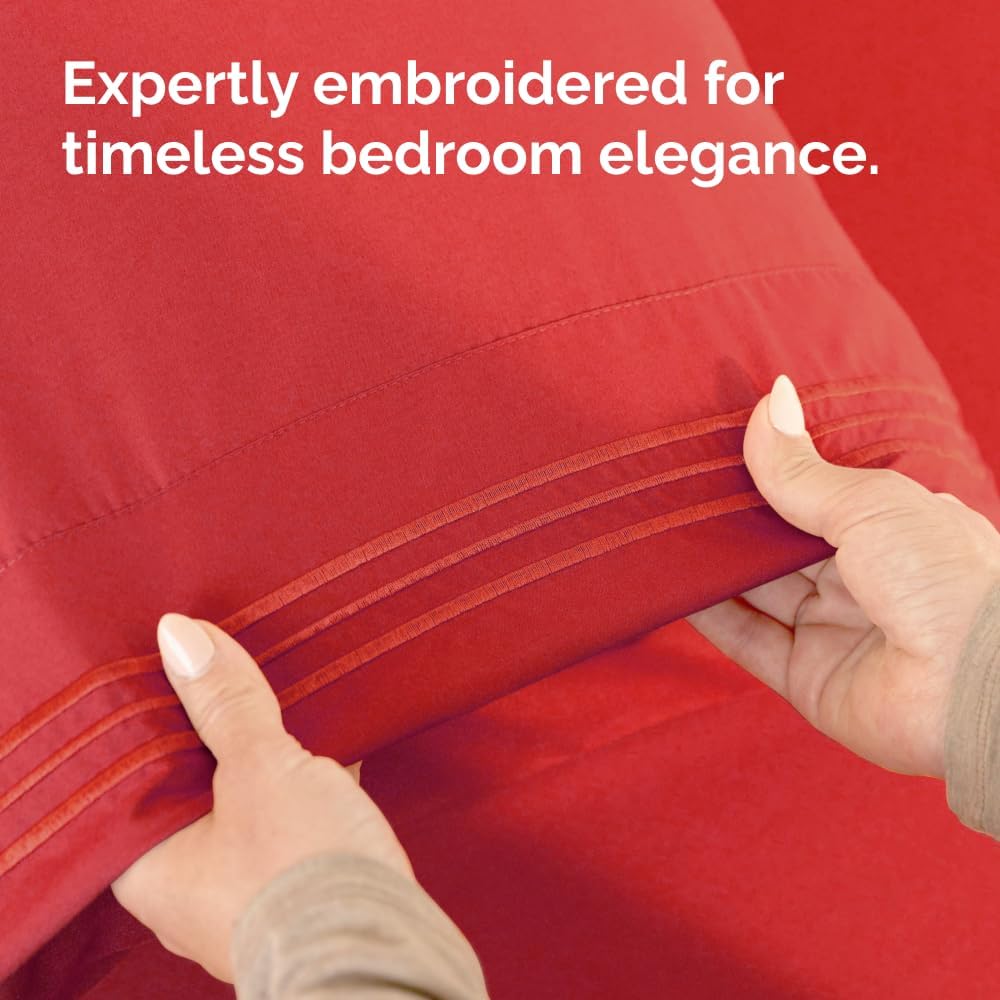 Skiennix Body Pillowcases Set of 4 | Soft & Cozy 20x54 Long Pillow Covers - Breathable, Fade-Free, Machine Washable - Red