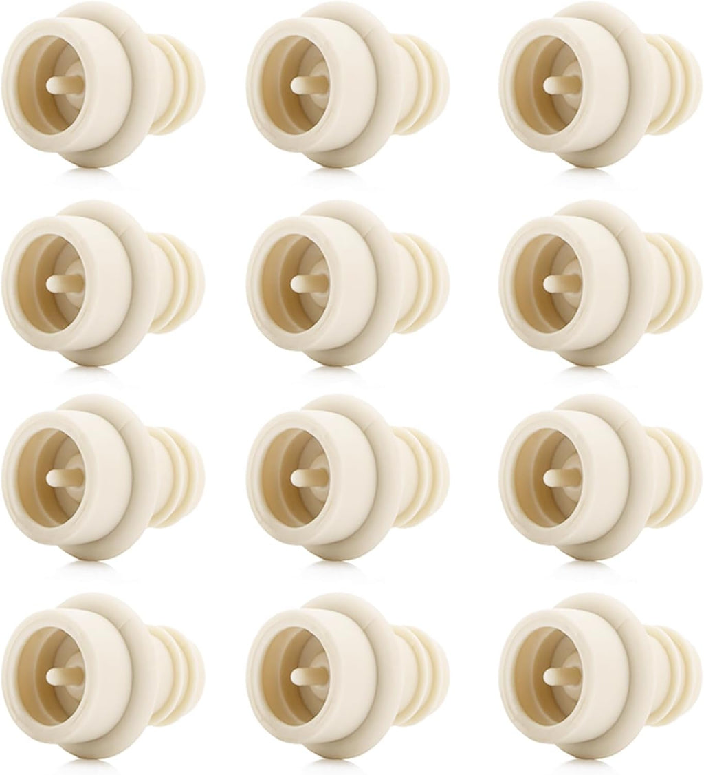 WOTOR Wine Stoppers Vacuum, Silicone Wine Saver & Preserver, Reusable Bottle Sealer, Keep Fresh (Cream, 12 Pieces)