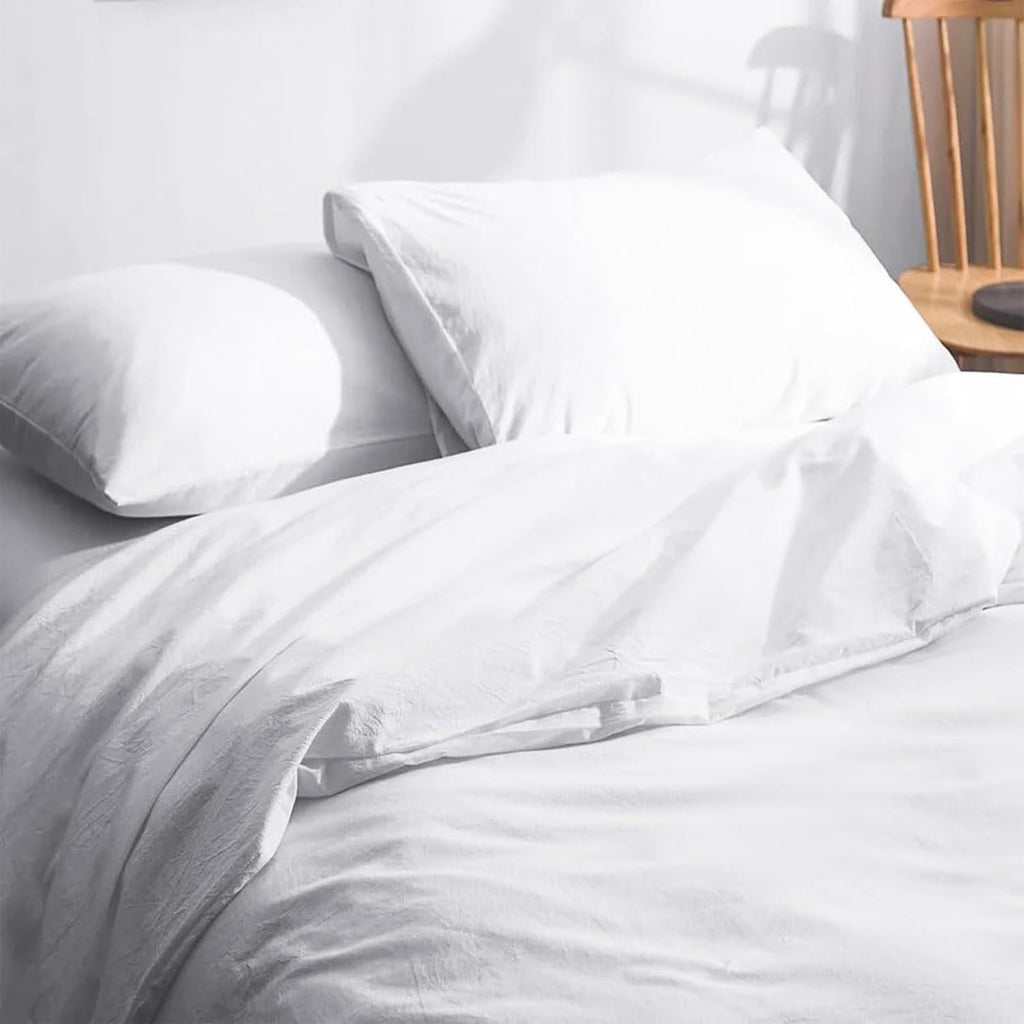 Nuzzle Pillow Cases - King Size 100% Cotton Pillow Covers | Soft 300 Thread Count, White 20 x 36 Inches