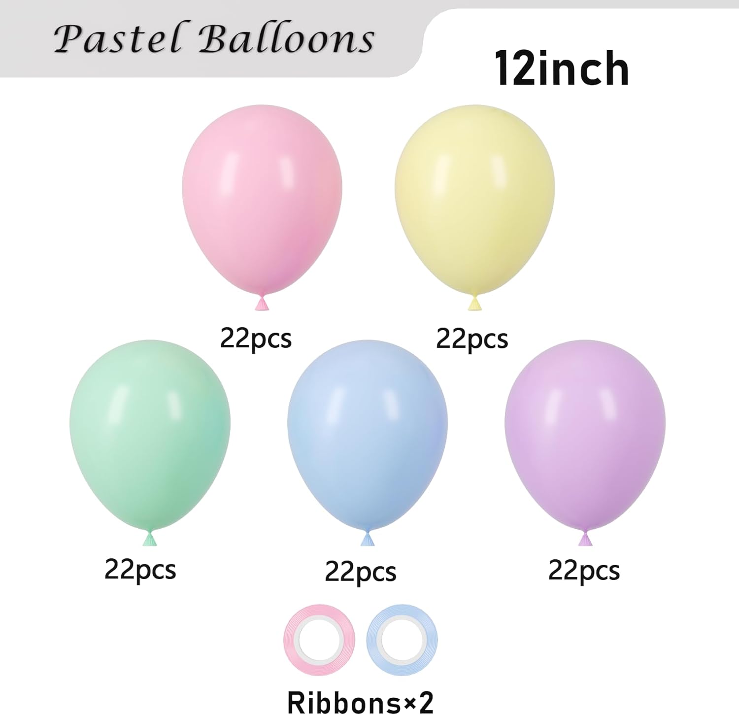 Voircoloria 110pcs Pastel Balloons - 12-Inch Macaron Latex Party Balloons for Celebrations & Events