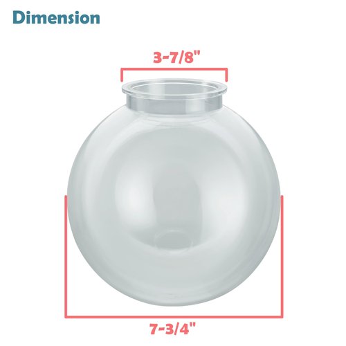 Aspen Creative 28002-60-41, 7-3/4" Clear Acrylic Replacement Lamp Post Globe with 3-7/8" Neck