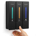 VrEnduuo Shampoo and Conditioner Dispenser,Shower Dispenser 3 Chamber No Drill,Shower Soap Dispenser Wall Mounted for Bathroom Hotel with Upgrade Pump Head,3 * 400ml(Black 3 Chamber)