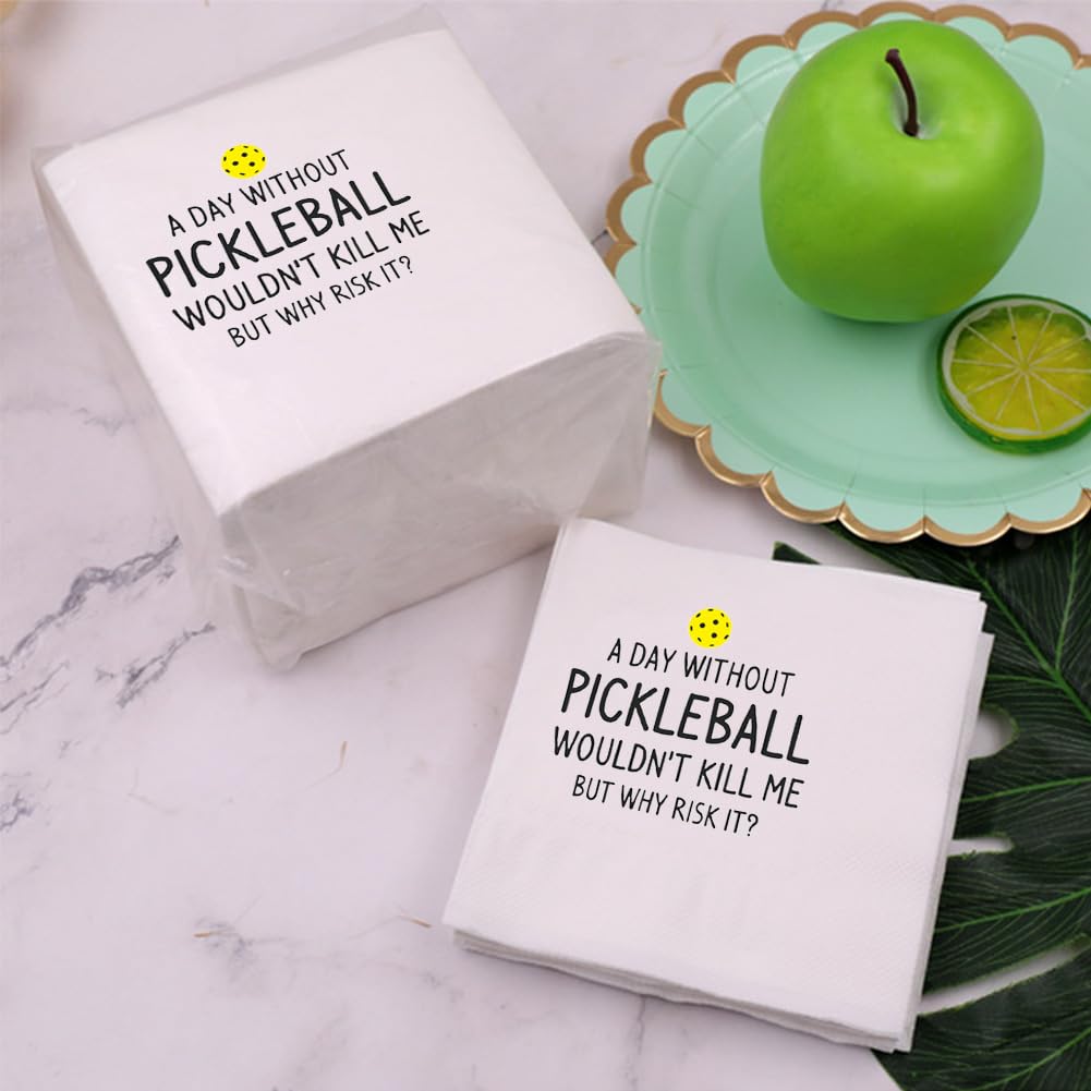 VOWFOO Funny Pickleball Quote Cocktail Napkins 50Pcs - 'It's A Pickleball Thing' Paper Disposable Napkins for Players & Parties - 5 x 5 Two-ply