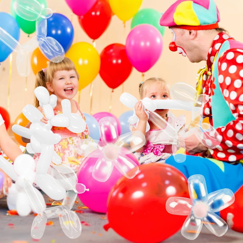 Skiennix 260 Balloons - Clear & White Party Balloons | 100PCS Animal Long & 50PCS Transparent