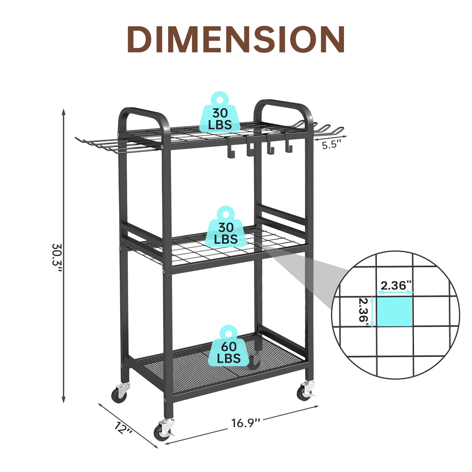 Hadulcet Garden Tool Organizer, Rustic Brown