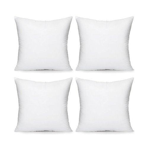 Acanva 24x24 Throw Pillow Inserts Set of 4, Premium Polyester Fiber Fill Square Sham Stuffer Cushion for Sofa, Bed, Couch and Chair, Machine Washable, White