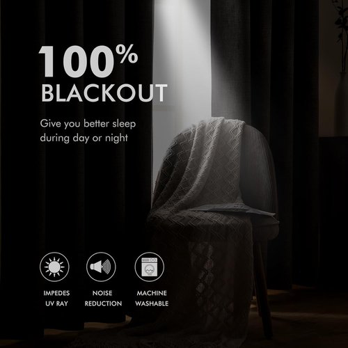 MIULEE 90-Inch Linen Texture Curtains - 100% Blackout Thermal Insulated Seafoam Green Drapes | 52x90 Inch (2 Panels)