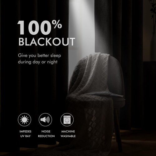 MIULEE Blackout Curtains - 100% Thermal Insulated Linen Texture Drapes | Grayish White, 52x120 Inch (2 Panels)
