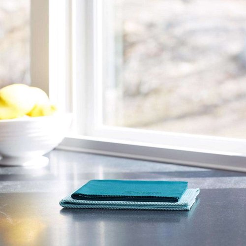 E-Cloth 3-Pack Window Cleaning Cloth - Streak-Free Glass & Mirror Cleaning Kit with Just Water, Glass Cleaning Cloth, Microfiber Towel Kit for Windows, Car Windshield, Mirrors - Alaskan Blue